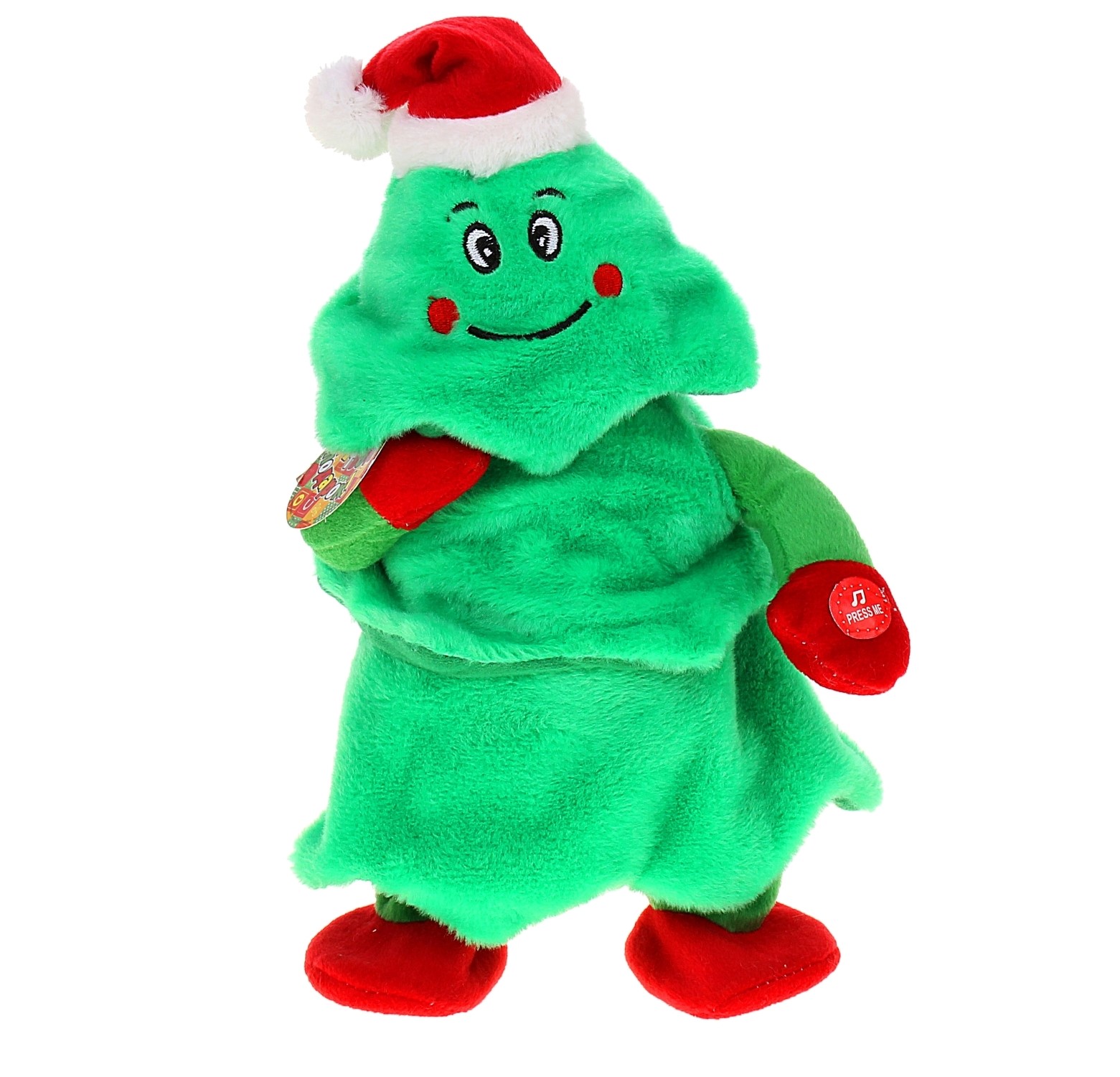 МЯГКАЯ ИГРУШКА МЕХАНИЧЕСКАЯ "ЕЛОЧКА" В КОЛПАКЕ ПОЕТ